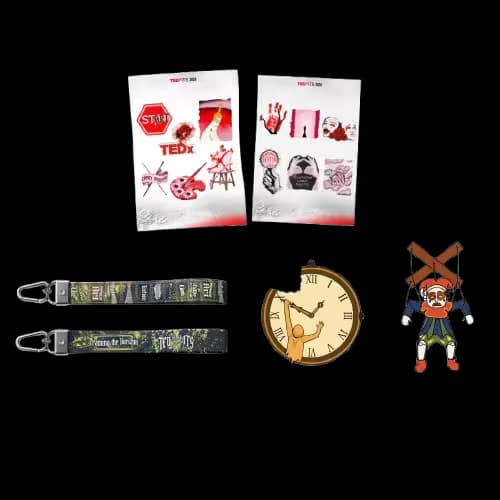 Keychain Strap, Enamel Pin, Sticker Pack